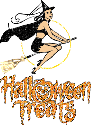 Czarownica z brokatowym napisem Halloween